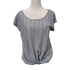 Anthropologie W5 Women's Size Large Blue Stripe Knot Twist hem Shirt Top Blouse